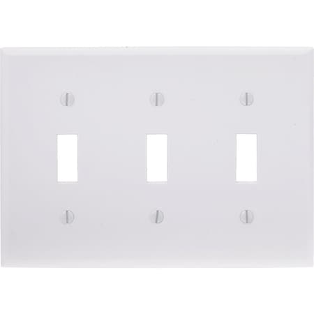 Leviton 3-Gang Plastic Toggle Switch Wall Plate, White 001-88011